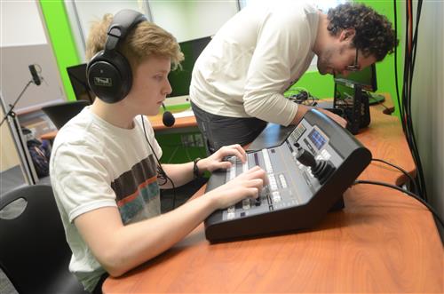 Student at soundboard 