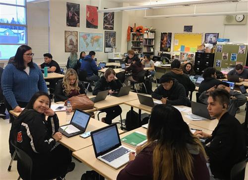 students work on chromebooks in a West High English classroom 