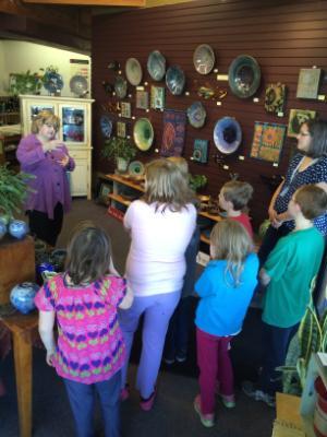 Students at pottery shop 