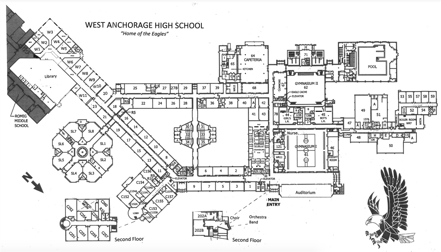 floor plan of West Anchorage High School 