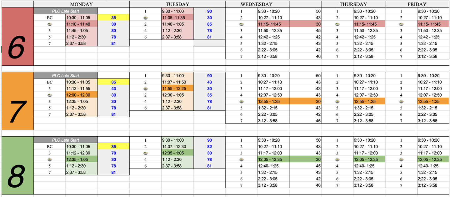 24-25 Romig Bell Schedule