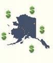 Map of Alaska with dollar signs