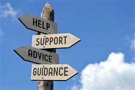 Signs saying help, support, advice, guidance